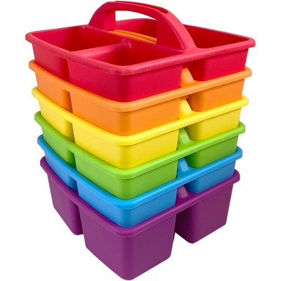 4E’s Novelty Classroom Caddy Set of 6, Plastic Caddies for Lectureroom , Caddy Organizer with Handle