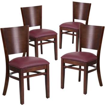 Flash Furniture 4 Pack Lacey Series Solid Back Wooden Restaurant Chair