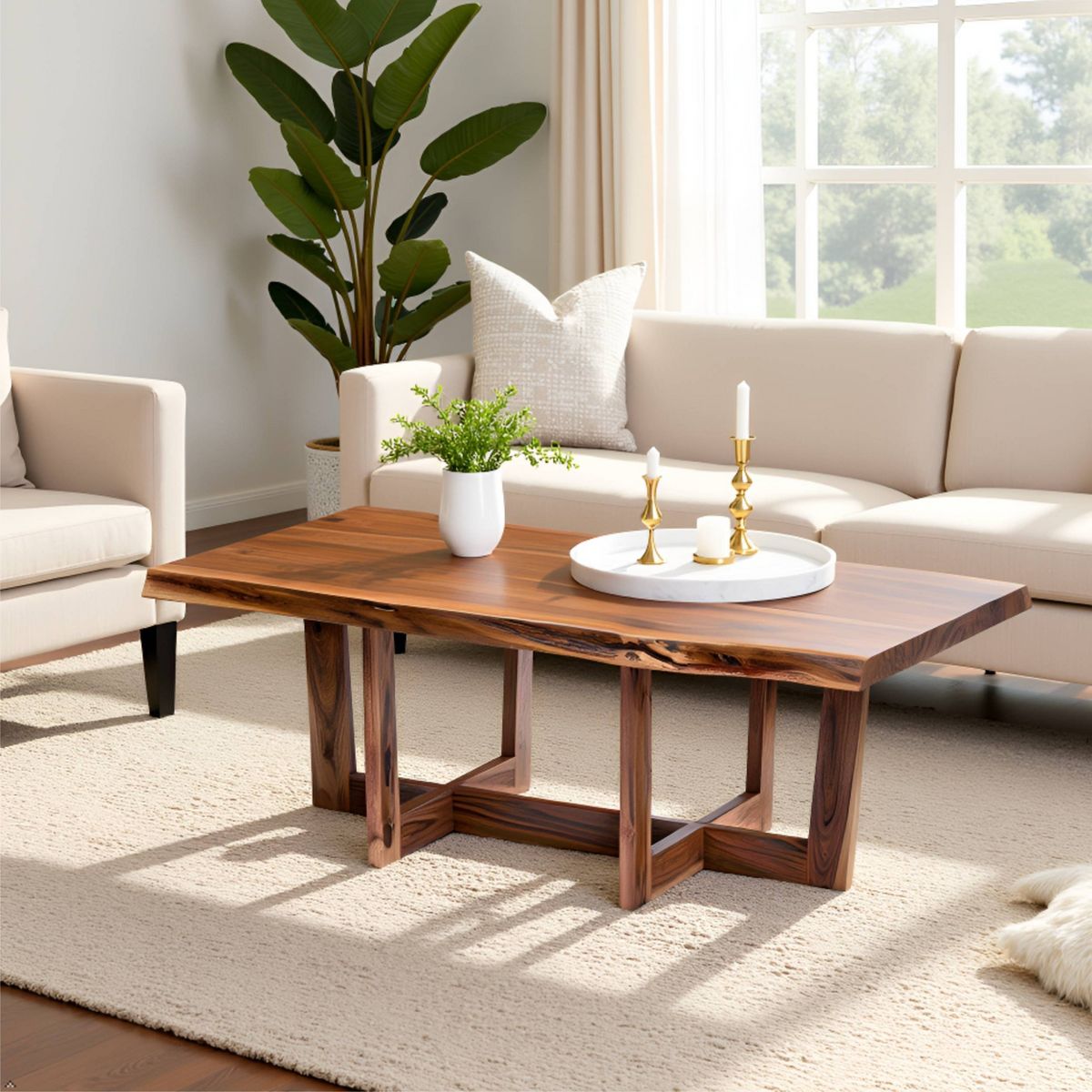 Berkshire Live Edge Wood Large Coffee Table Natural - Alaterre Furniture - thumbnail 4