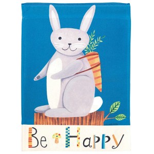 Magnolia Garden Be Happy Bunny with Carrot 13 x 18 Inch Polyester Garden Flag - 1 of 2