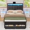 Furnulem Bed Frame with Charging Station and LED Lights, Grey Upholstered Headboard, 2 Under-Bed Storage,No Box Spring Needed, Easy Assembly - 2 of 4