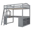 Full Size Wooden Loft Bed with U-shaped Desk and Tri-fold Mirror - 3 of 4