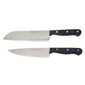 Wusthof Gourmet 7" Hollow Edge Santoku Knife Black with Wusthof Gourmet 6" Chef's Knife - 1 of 4