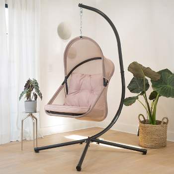 Barton Outdoor Hanging Egg Chair Collapsible Chair Patio Egg Chair W/ Cushion