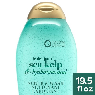 Photo 1 of (damaged bottle) OGX Hydration + Sea Kelp  Hyaluronic Acid Scrub  Wash - 19.5 fl oz