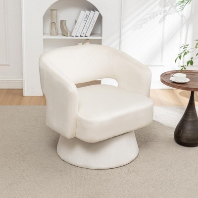 Vynxaria Swivel Barrel Chair, Velvet Accent Armchair 360 Degree Swivel Club Chair for Living Room Bedroom Reception Room