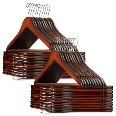 Casafield Wooden Suit Hangers, Non-Slip Pant Bar & Swivel Hook - Set of 40