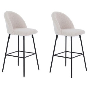 Nordlys Set of 2 Bar Stools in Metal and Velvet Modern Design Style Upholstery Dining Room - 1 of 4
