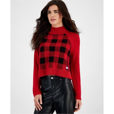 Tommy Hilfiger Womens Buffalo Check Plaid Knit Sweater