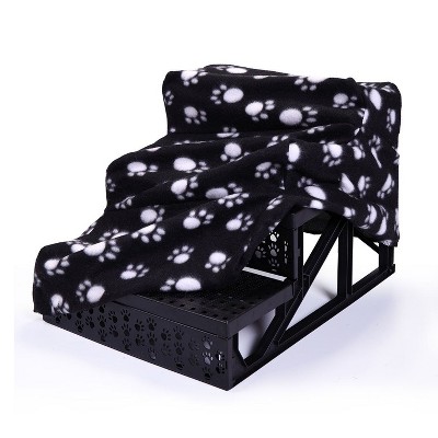 Coziwow CW12H0275 3 Steps Stable Pet Stairs for Dogs or Cats with Zippered Removable Machine Washable Cover, Resists Slips, Black