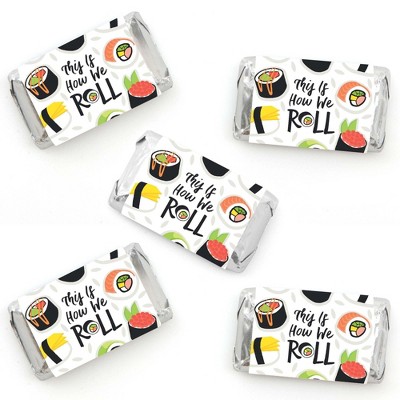 Big Dot of Happiness Let’s Roll - Sushi - Mini Candy Bar Wrapper Stickers - Japanese Party Small Favors - 40 Count