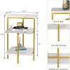 Hooseng 3-Tier Small End Table, Living Room Rectangle Gold Side Table with Faux Marble for Bedroom, Small Spaces - 3 of 4