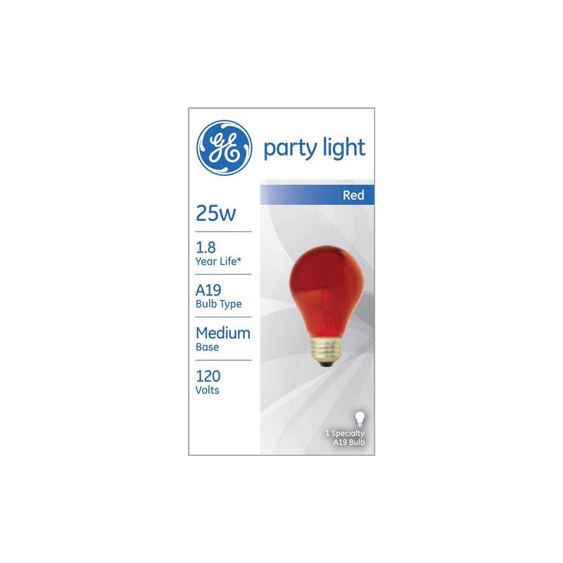 GE 25W Incandescent Party Light Red, 1 of 5