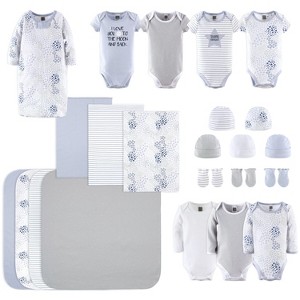 The Peanutshell Baby Girl or Boy Cotton  Layette Set or Gift Set, To The Moon, 23-Pieces, Blue/Gray, 0-3 Months - 1 of 4