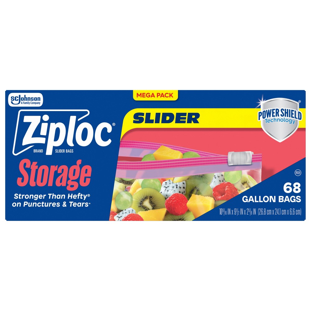 UPC 025700709527 product image for Ziploc Slider Gallon Food Storage Bags for Meal Prep - 68ct: Microwave-Safe, BPA | upcitemdb.com