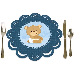 Big Dot of Happiness Baby Boy Teddy Bear - Baby Shower Round Table Decorations - Paper Chargers - Place Setting For 12 - 1 of 4