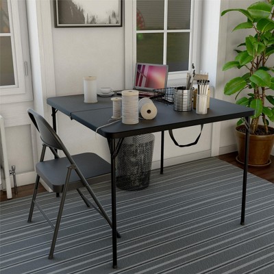 Black Metal Armless Folding Chair Set