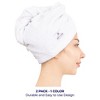 American Soft Linen 100% Cotton Hair Drying Towels for Women, 2 Pack Turkish Hair Towel Wrap, Head Towel Cap with Button, Hair Turban Towel - 2 of 4