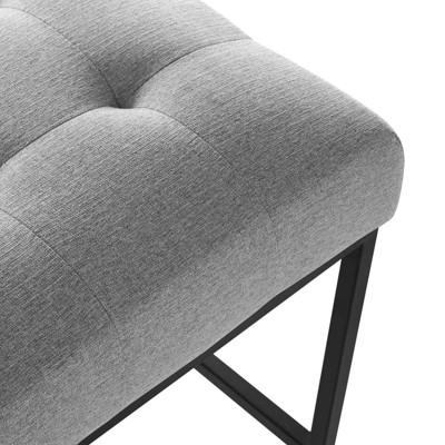 Privy Black Stainless Steel Light Gray Upholstered Counter Stool