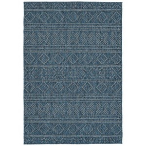 LunaLulinlk Blue Modern, Geometric, Textured High-Low Cut & Loop 5'3" x 7'6" Rectangle Area Rug - 1 of 4