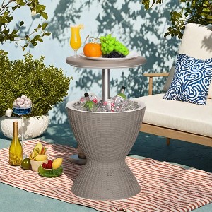 Syemin Ice Buckets, Design Fashion Insulated Ice Bucket with a Sealed Cover, Cooler Fast, for Outoor, Beach Use, Beige, 17.13"*17.13"*32.48" - 1 of 4