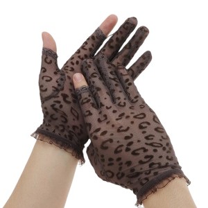 Unique Bargains Breathable Leopard Print Manicure Gloves Coffee Color 1 Pair - 1 of 4