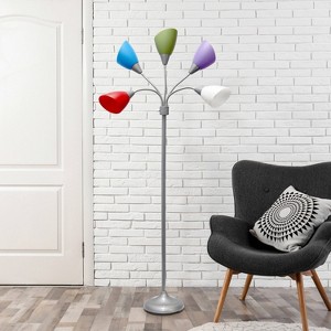 67" Contemporary Multi 5-Head Adjustable Gooseneck Floor Lamp - Simple Designs - 1 of 4
