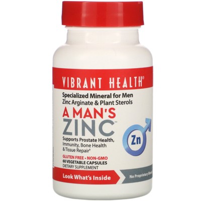 Vibrant Health A Man's Zinc, 60 Vegetable Capsules, Mineral Supplements