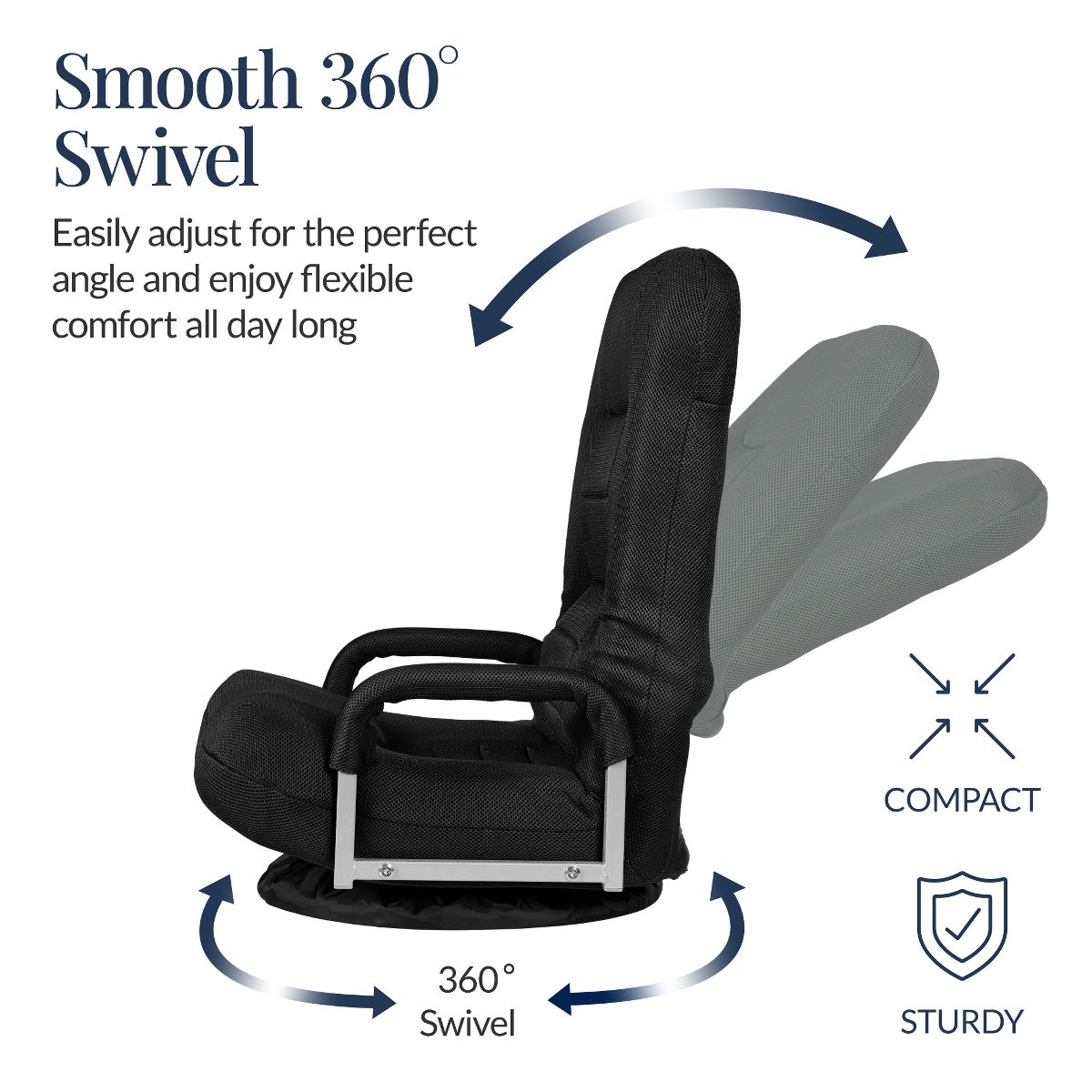Best Choice Products 360-Degree Swivel Gaming Floor Chair w/ Armrest Handles, Foldable Adjustable Backrest - Black/Red - thumbnail 5