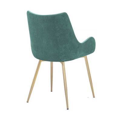 Teal High-Back Upholstered Arm Chair with Gold Metal Legs