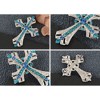 Anna-Kaci Silvery Tone Religious Cross Brooch Sparkling Aquamarine Blue or Victorian Clear Crystal Rhinestones - 3 of 4