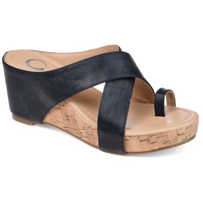 Journee Collection Womens Rayna Wedge Heel Slip On Sandals