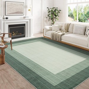 Modern Bordered Area Rug - Large, Soft, Machine Washable, Non-Slip Geometric Carpet for Living Room, Bedroom, Dining Room, Farmhouse - 1 of 4