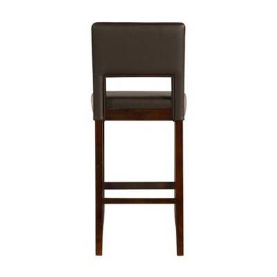 Espresso Brown 30" Wood Bar Stool with Faux Leather
