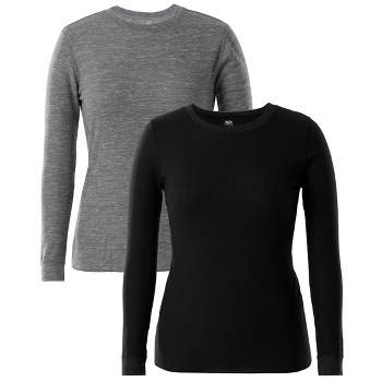Fruit of the Loom Women's and Plus Long Underwear Waffle Thermal Tops, 2-Pack