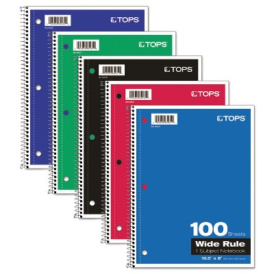 Tops Coil-Lock Wirebound Notebooks Legal/Wide 10 1/2 x 8 White 100 Sheets 65031