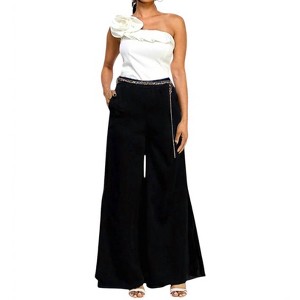 Women's Charlie Side Slit Palazzo Pants - milk & honey - 1 of 2