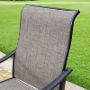 8pc Outdoor Dining Set with Metal Slat Top Table with Umbrella Hole & Swivel Chairs - Gray/Beige - Captiva Designs - 2 of 4