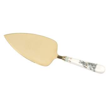 Spode Meadow Lane Cake Server, Stainless Steel Cake Knife with Porcelain Handle, Wedding Cake Cutter Slicer for Cakes and Desserts, Easter Bunny Motif