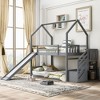 PAGED Twin Size Bunk Bed Pine Bed Frame with Storage Stairs and Guardrail for Bedroom, No Spring Box Required - 2 of 4