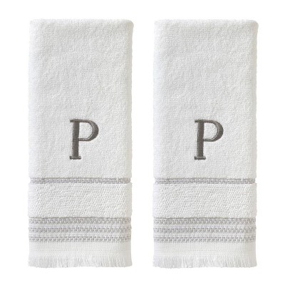 SKL Home By Saturday Knight Ltd Casual Monogram Hand Towel Set A - 2-Count - 16X26", White