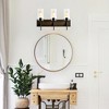 DOMETOUR 3-Light Matte Black & Wood Bathroom Light Fixtures, Modern Glass Shade Vanity Lights, Vintage Over Mirror Wall Lights for Kitchen & Hallway - 3 of 4