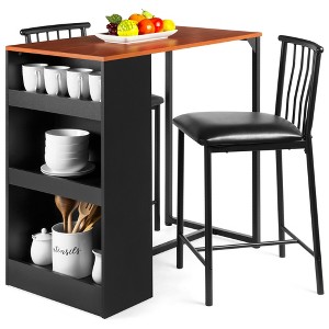 Best Choice Products 3-Piece Wooden Counter Height Dining Table Set for Kitchen, Dining Room w/ Storage - 1 of 4