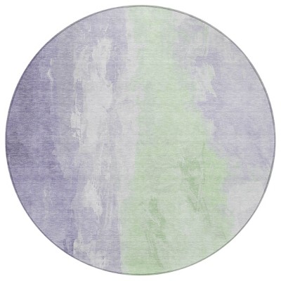 HomeRoots 8' Lavender And Mint Green Round Abstract Washable Indoor Outdoor Area Rug