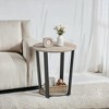 Round End Table Living Room Accent Tables Living Room Wood Side Table Farmhouse Rustic End Tables - 2 of 4