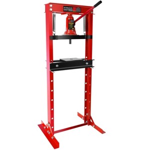 12-Ton Red H-Frame Hydraulic Shop Press  – Adjustable (2"-29.5") for Bearing/U-Joint Removal (Garage/Metalworking, 1-Piece) - 1 of 4