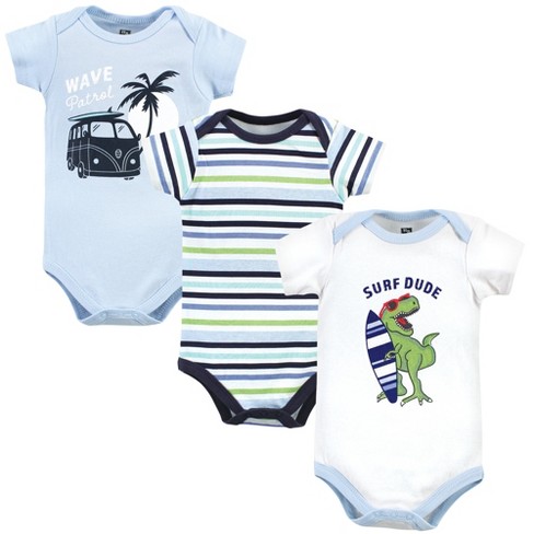 Hudson Baby Cotton Bodysuits, Beach Dino, 9-12 Months 