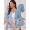 INSPIRE CHIC Women's Cotton Linen Button Office Business Short Sleeve Blazer Jacket - 2 of 4