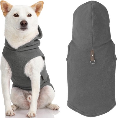 Gooby Fleece Vest Hoodie Dog Sweater Gray, Small