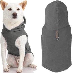 Gooby Fleece Vest Hoodie, Small Dog Pull Over Hooded Fleece Jacket with Leash Ring, Gray, Medium - 1 of 1